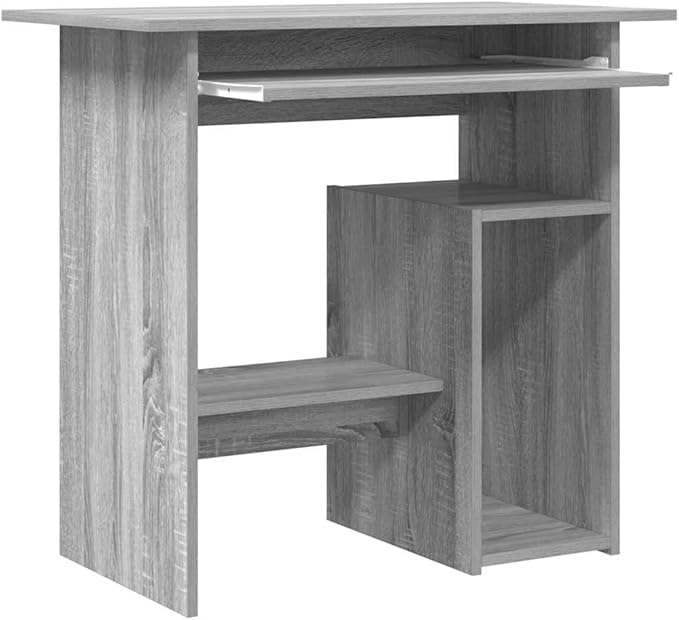 vidaXL Desk Writing Desk with Storage Home Office Desk Furniture Standing Computer Desk Modern Style Gray Sonoma Engineered Wood