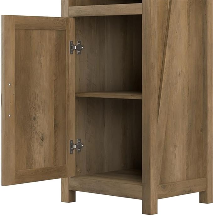 Bush Furniture Knoxville 60W L Shaped Desk with Drawer and Storage Cabinet in Reclaimed Pine Corner Computer Table for Home Office