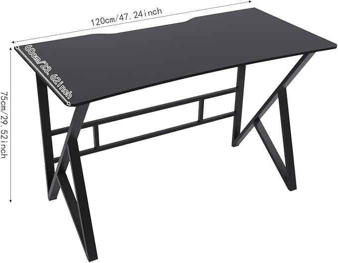 Computer Desk Home Office Writing Desk Gaming Desk with Large Work Surface Ergonomic Student Study Desk Laptop Table Modern Wood and Metal Study Table Workstation (47.24 * 23.62in)