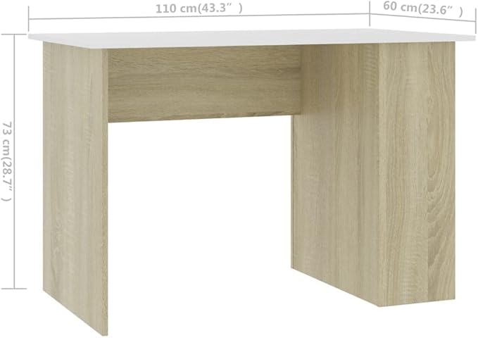vidaXL Desk Standing Computer Desk with Shelves Workstation for Living Room Home Office Desk Modern Style White and Sonoma Oak Engineered Wood