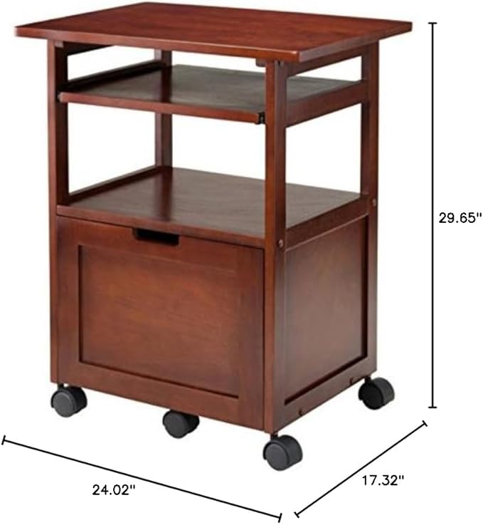 Ergode Piper | Versatile Compact Work Cart/Storage Solution | Laptop Stand | Filing Cabinet | Shelf | Walnut Finish