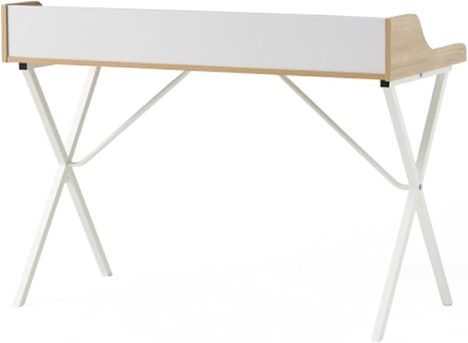 VERYKE DeskComputer Desk with HutchComputer Table with Cross DesignHome Office DeskModern Office Desks for HomeStudy Table for BedroomWhite+Oak