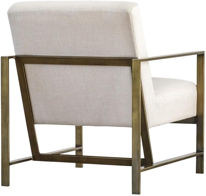 Pemberly Row 33 Fabric Arm Chair Flax Beige/Brushed Gold Finish Steel Frame Upholstered Modern Lounge Chair for Living Room or Accent Seating 27 W x 31.5 D 330 lbs Capacity
