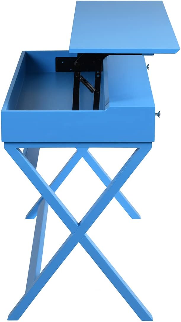 Lift Desk with 2 Drawer Storage Computer Desk with Lift Table Top Adjustable Height Table for Home Office Living RoomBlue
