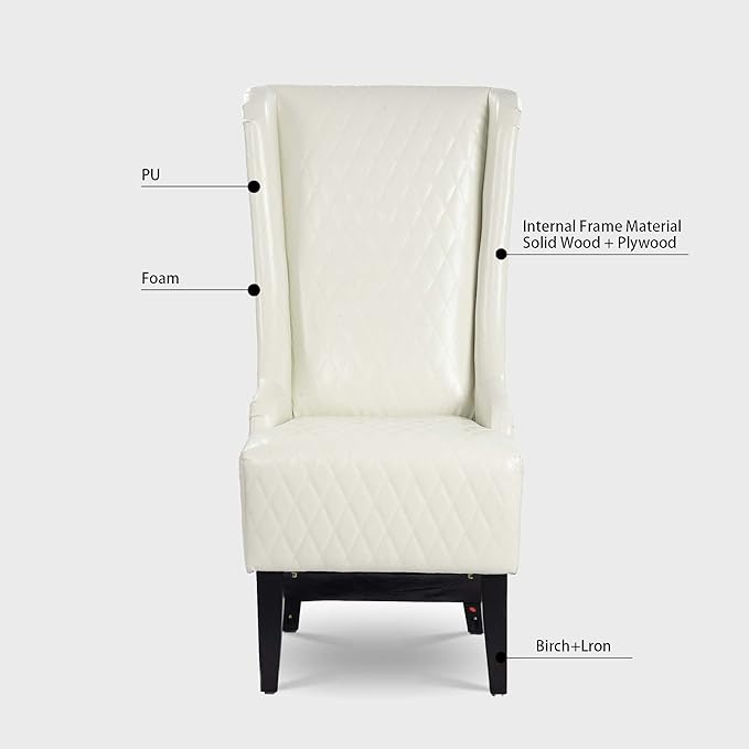 HomVent 1PCS Chair with Super High Wing-Back Velvet/PU Leather Upholstered Armless Throne Chair with Diamond Lattice Design Retro Elegant Side Chair for Living RoomKitchen