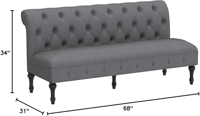 Rosevera Larkin Upholstered Tufted Fine Polyester Chair Loveseat Sofa Bench with Armless Design Easy Assembly for Living Room Bedroom Grey