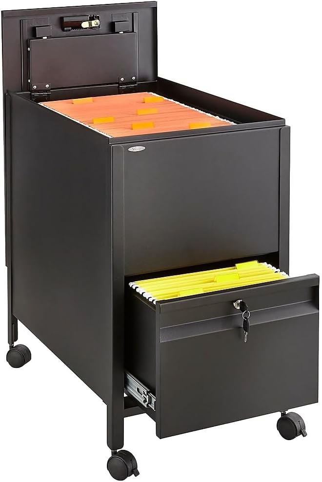 Safco Locking Mobile Tub File with Drawer Letter Size Black