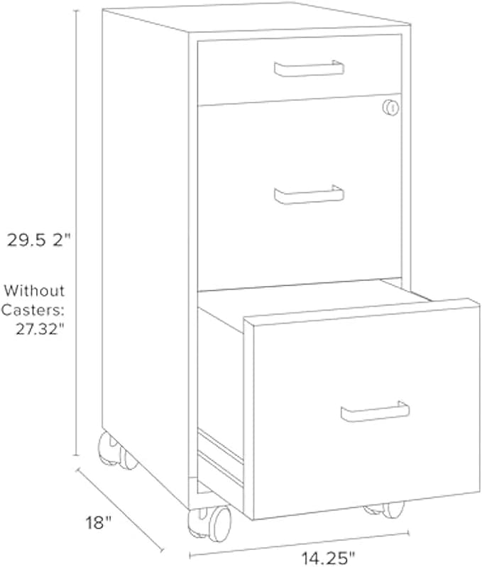 Mobile File Cabinets 3 Drawer Metal Mobile File Cabinet with Lock Letter Size Partially Assembled