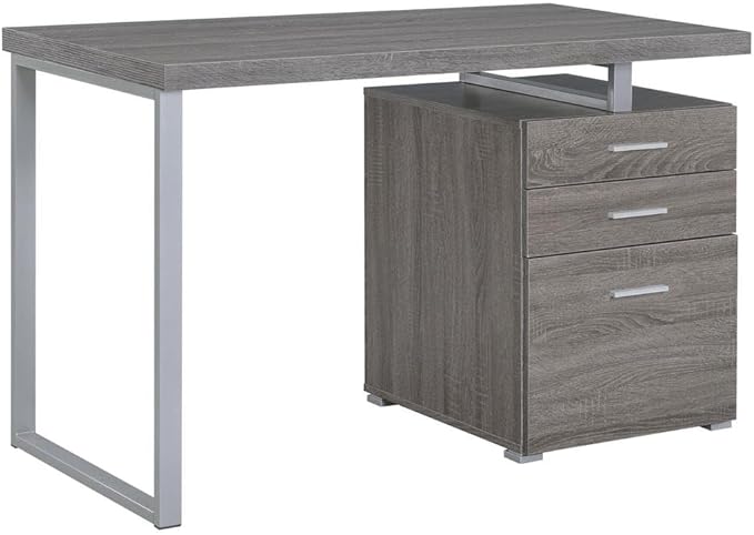 Stylish 3-Drawer Office Desk in Weathered Grey for Efficient Workspace Ideal for Modern Home and Office Settings