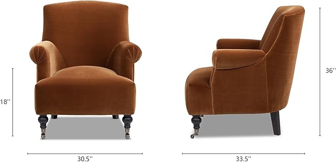 Jennifer Taylor Home Eloise 30 Pleated Sock Arm Accent Armchair Burnt Orange Performance Velvet