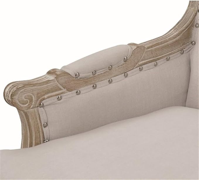 Pemberly Row Modern Wood Accent Chair Cream Upholstery Distressed Wooden Frame Taupe Finish Nail Head Trim Foam Cushions Cabriole Feet Living Room Furniture Indoor Seating