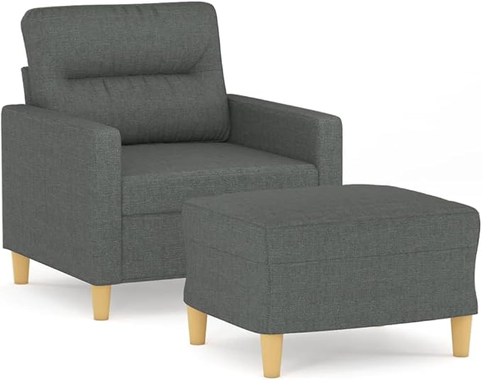 Modern Sofa Chair with Footstool Accent Chair with Ottoman Fabric Sofa Chairs Reading Chair for Living RoomChair for Bedroom Dark Gray 23.6 Fabric -15