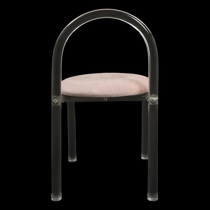Modern Minimalist Acrylic Chair Clear Vanity Stool with Backrest and Cushion Small Accent Chair for Makeup Room Dining Room Living Room (Pink)