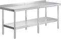 Jocisland 30 x 82 Stainless Steel Table for Prep &amp Work NSF Certified with Backsplash Adjustable Under Shelf &amp Safe Design for Restaurant Home and Outdoor