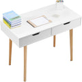 VEVOR Small Desk with Drawers Kids Desk for Bedroom Wooden Simple Study Table for Drawing Reading Writing Rectangle MDF Furniture Study Storage Table for Home Office White + Wood