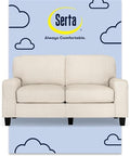 Pemberly Row 61 Track Arm Loveseat Sofa Buckwheat Polyester Removable Cushion Covers Compact Space-Saving Furniture Modern Classic Design for Small Apartments Living Rooms or Home Offices