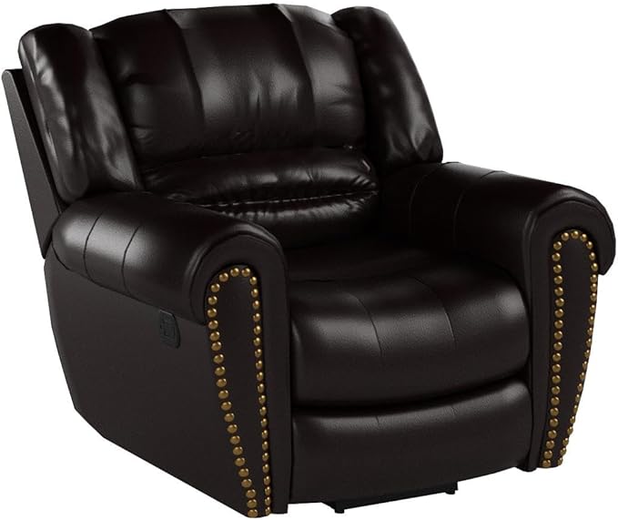 CANMOV Leather Recliner Chair Classic and Traditional Manual Recliner Chair with Comfortable Arms and Back Single Sofa for Living Room Brown