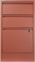 Bisley 3-Drawer Flush Front Vertical File Cabinet - Coral 2 Utility Drawers + 1 Hanging File Drawer Powder-Coated Steel Locking Bottom Drawer
