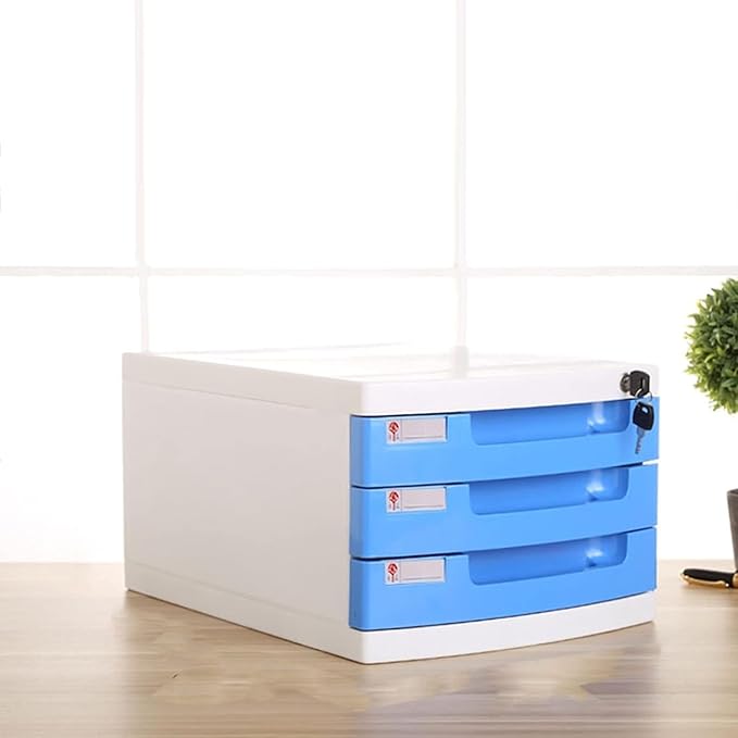 Plastic Storage Drawers Desk Storage Unit Organizer Lockable File Cabinet A4 Box for OfficeD-3 Drawers