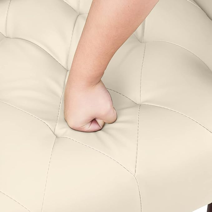 Faux Leather Accent Chair Modern Retro Arm Chair for Living Room and Bedroom Tufted Upholstered Sofa Club Chair Comfy Armchair for Small Spaces Bedroom Office (Beige)