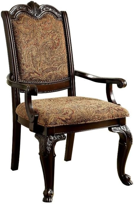 Modern Armchair Living Room Chair - Transitional Style Cherry Brown Finish Comfortable Seating