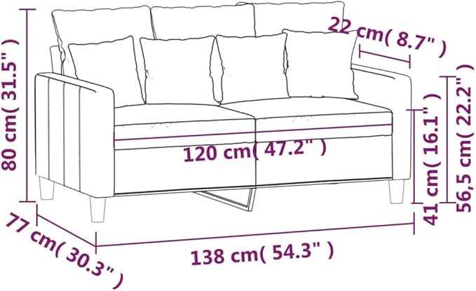 vidaXL Modern 2-Seater Black Velvet Sofa with Sturdy Metal Frame – Deep Comfort Seat - Ideal for Living Room Lounge or Home Office