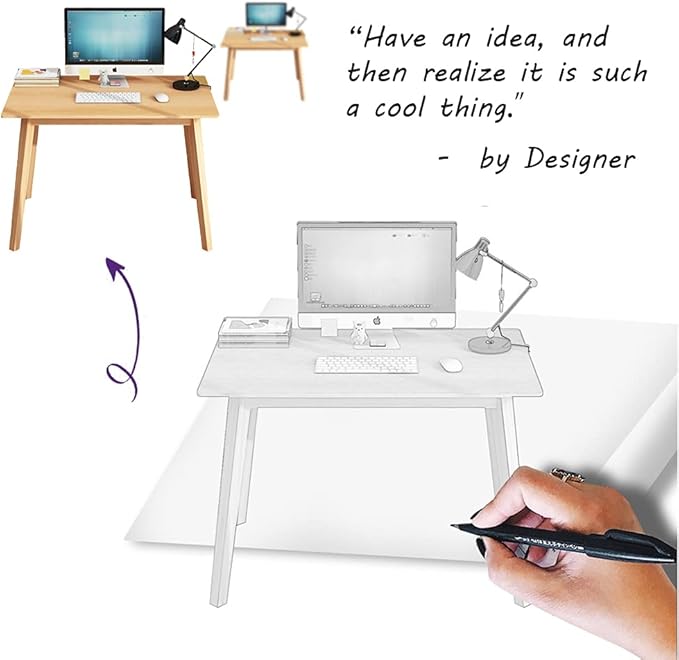 IOTXY Simple Wooden Writing Desk - Modern Minimalist Style PC Laptop Computer Workbench with Solid Wood Legs 55 W Home Office Work Table for TV Stand Music Video Live Broadcast Workstation Walnut