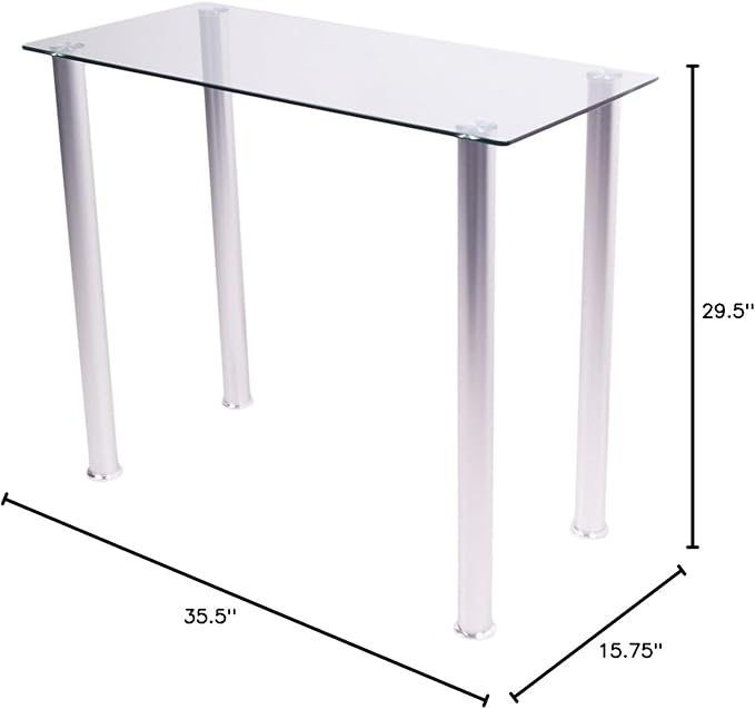 RTA Home and Office White Tempered Glass Utility Desk or Utility Stand