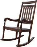 BOWERY HILL Wooden Slat Rocker Solid Hardwood Construction Elm Finish Weatherproof Contoured Back and Arms 36 in D x 23.5 in W x 45 in H Durable Indoor/Outdoor Seating for Living Room or Patio