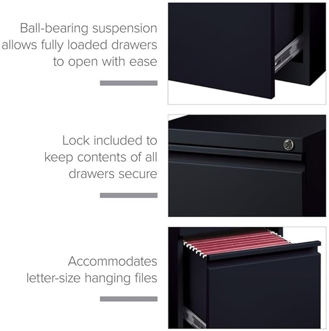Hirsh Industries 20 Deep 2 Drawer Mobile File Cabinet File in Black