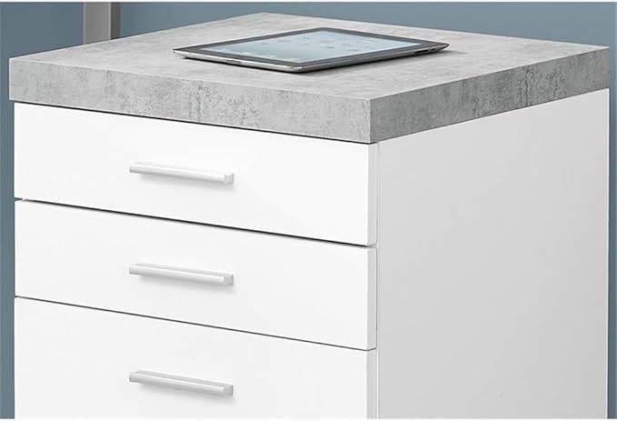 Monarch Specialties I 7051 File Cabinet Rolling Mobile Storage Drawers Printer Stand Office Work Laminate Grey White Contemporary Modern