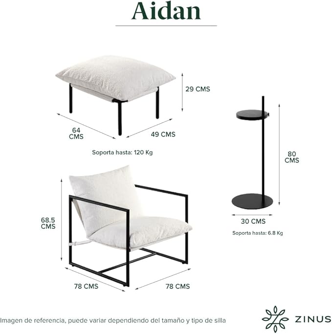 Zinus Aidan Decorative Sling Chair Metal Frame Armchair with Shredded Foam Cushions Easy Tool-Free Assembly Chair in a Box White