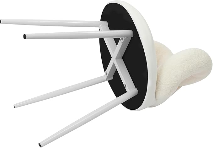 Vanity Chair with Cute Bow Backrest Creamy White Make-up Chair Bedroom Vanity Stool Armless Dressing Chair Small Upholstered Accent Chair Desk Chair for Makeup/Reading/Living Room Girls Women Kids