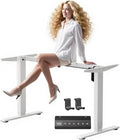 Standing Desk Frame Electric Stand Up Desk Legs Frame 3 Memory Height Settings Height Adjustable Table Legs for Max 63″ x 39.4″ Desktop for Home Office White Frame Only
