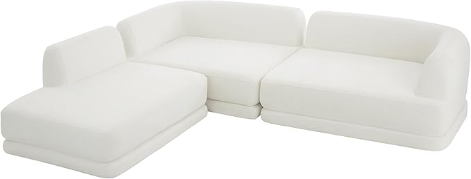 Merax 115 Modern L-Shaped Sectional Sofa with High-Density Fully Compressed Sponge and Chaise Lounge Deep Seating 3-Piece Set Fully Assembled Right Hand Facing for Living Room Lounge Beige