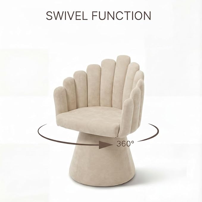 Modern 360 Degree Swivel Accent Chairs Set of 2 Barrel Living Room Chair with Curve Back and Armrest Comfy Round Vanity Chair Reading Armchair Single Sofa for Bedroom/Waiting Room Beige