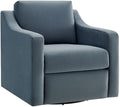 Modway Liora Performance Velvet Swivel Accent Chair in Cadet Blue Comfortable Stain-Resistant Velvet Armchair with Curved Armrests for Living Room Bedroom Reading Nook