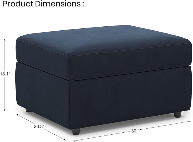 Belffin Velvet Storage Ottoman Module for Modular Sectional Sofa Armrest Module for Sectional Sleeper Sofa Bed Blue