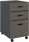 Bush Business Furniture Series A 3 Drawer Mobile File Cabinet in Slate and White Spectrum