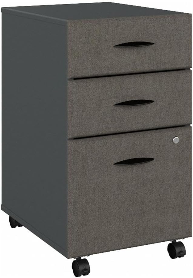 Bush Business Furniture Series A 3 Drawer Mobile File Cabinet in Slate and White Spectrum