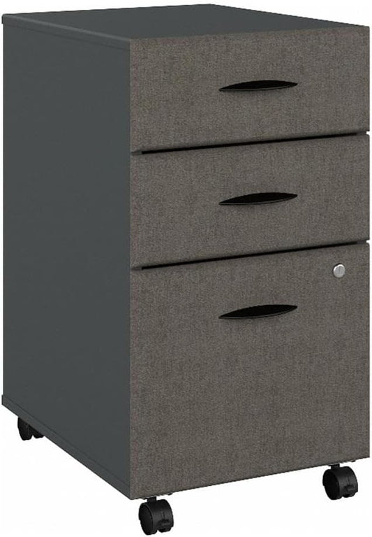 Bush Business Furniture Series A 3 Drawer Mobile File Cabinet in Slate and White Spectrum