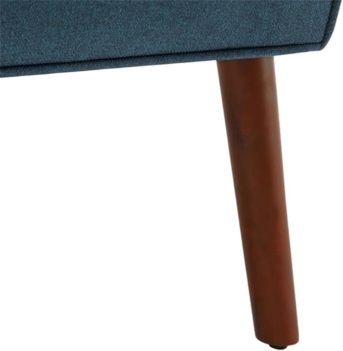 Pemberly Row Accent Chair Blue Polyester Fabric Solid Wood Legs with Espresso Finish 30 x 27.25 x 31.5 in. Button-Tufted Mid-Century Modern Design Living Room or Lounge Chair