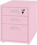Metal Mobile File Cabinet with Lock Casters - 3 Drawer Under Desk Metal Locker Cabinet for Office Organization