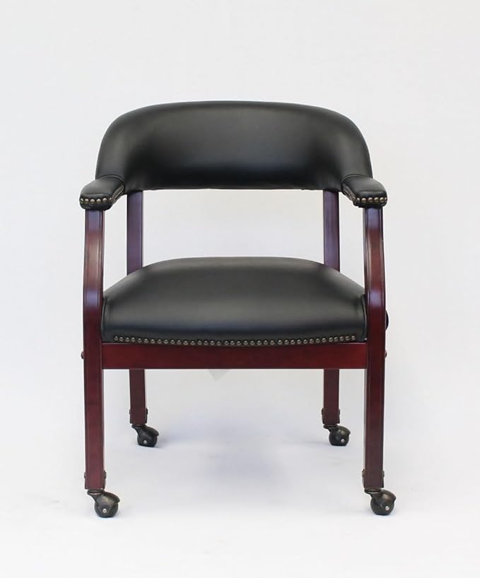 Boss Captain’s Chair In Black Vinyl W/ Casters
