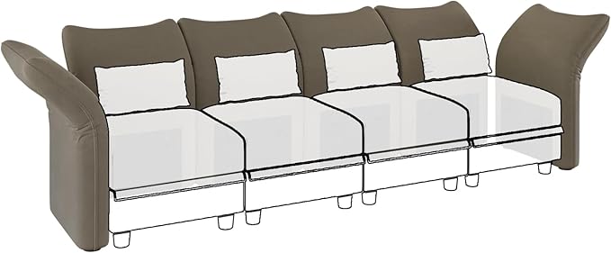 LLappuil Modular Pair of Side Armrest Backrest Module Sofa for Convertible Modular Sectional Couch Sofa Side Armrest Backrest Brown
