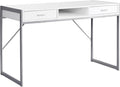 Computer Desk Home Office Laptop Storage Drawers 48 l Work White Laminate Grey Metal Contemporary Modern