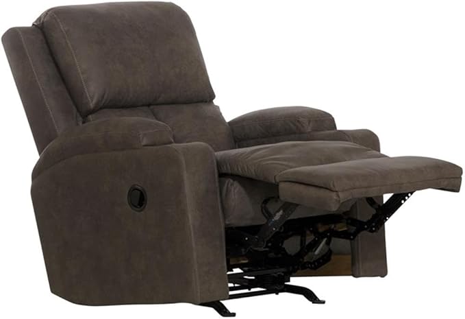 Bowery Hill Rocker Recliner with Cupholders Gray Polyester Fabric 33.5 W x 40 D x 39 H Transitional Style Cool Gel Memory Foam Seating Smooth Rocking Motion Comfortable Home Living Room Chair