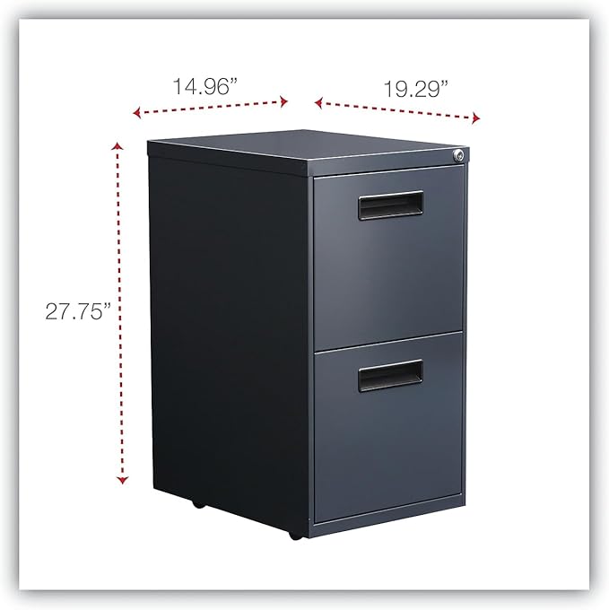 Alera PAFFCH Two-Drawer Metal Pedestal File 14 7/8w x 19-1/8d x 27-3/4h Charcoal