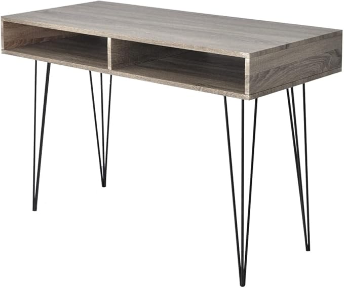 Desk with 2 CompartmentsBedroom DeskHome Office DeskComputer TableWork Tablefor Office Bedroom Living Room Study RoomMDF + Metal Gray