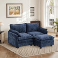 Modular Sectional Cloud Couch 2 Seat Convertible Sectional Couches Sofa with Ottoman Convertible L-Shape Cloud Sectionals Couches for Living Room Apartment Blue